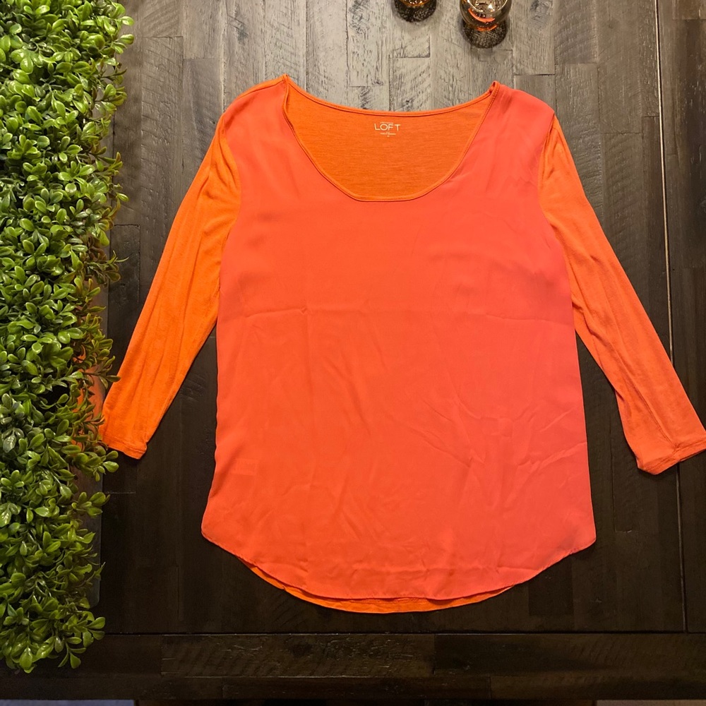 LOFT Factory ¾ Sleeve Scoop Neck Top